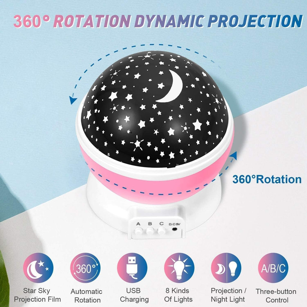 360° Rotating Starry Sky Night Light Projector Lamp – Multicolor LED Galaxy Lamp For Kids & Babies