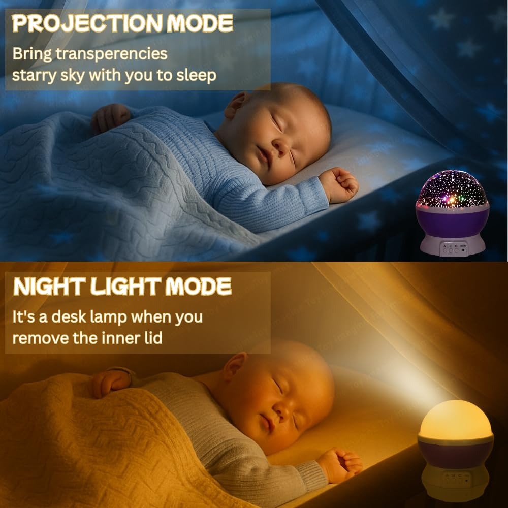 360° Rotating Starry Sky Night Light Projector Lamp – Multicolor LED Galaxy Lamp For Kids & Babies