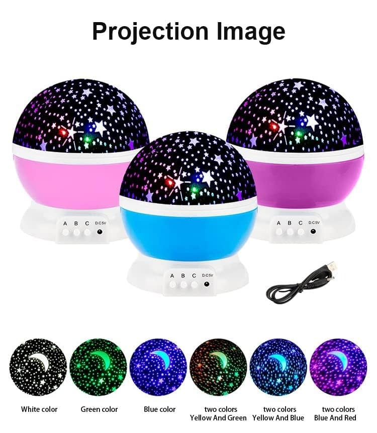 360° Rotating Starry Sky Night Light Projector Lamp – Multicolor LED Galaxy Lamp For Kids & Babies