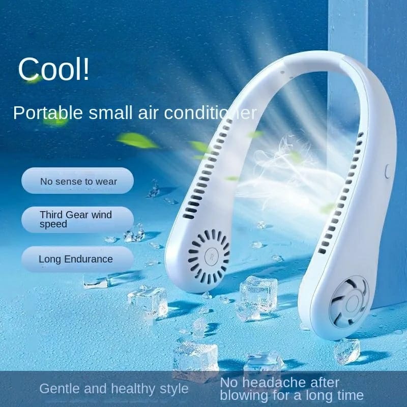 Portable Bladeless Neck Cooler Fan – USB Rechargeable Hands-Free Neck Fan With 360° Airflow | Lightweight Wearable Cooling Fan 1200mAh