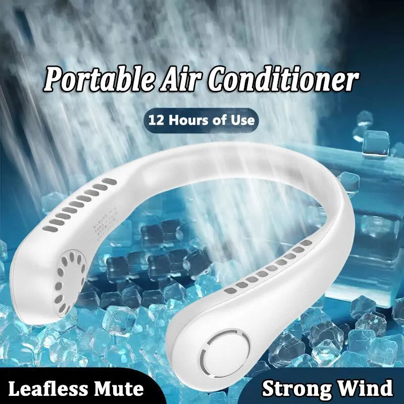 Portable Bladeless Neck Cooler Fan – USB Rechargeable Hands-Free Neck Fan With 360° Airflow | Lightweight Wearable Cooling Fan 1200mAh