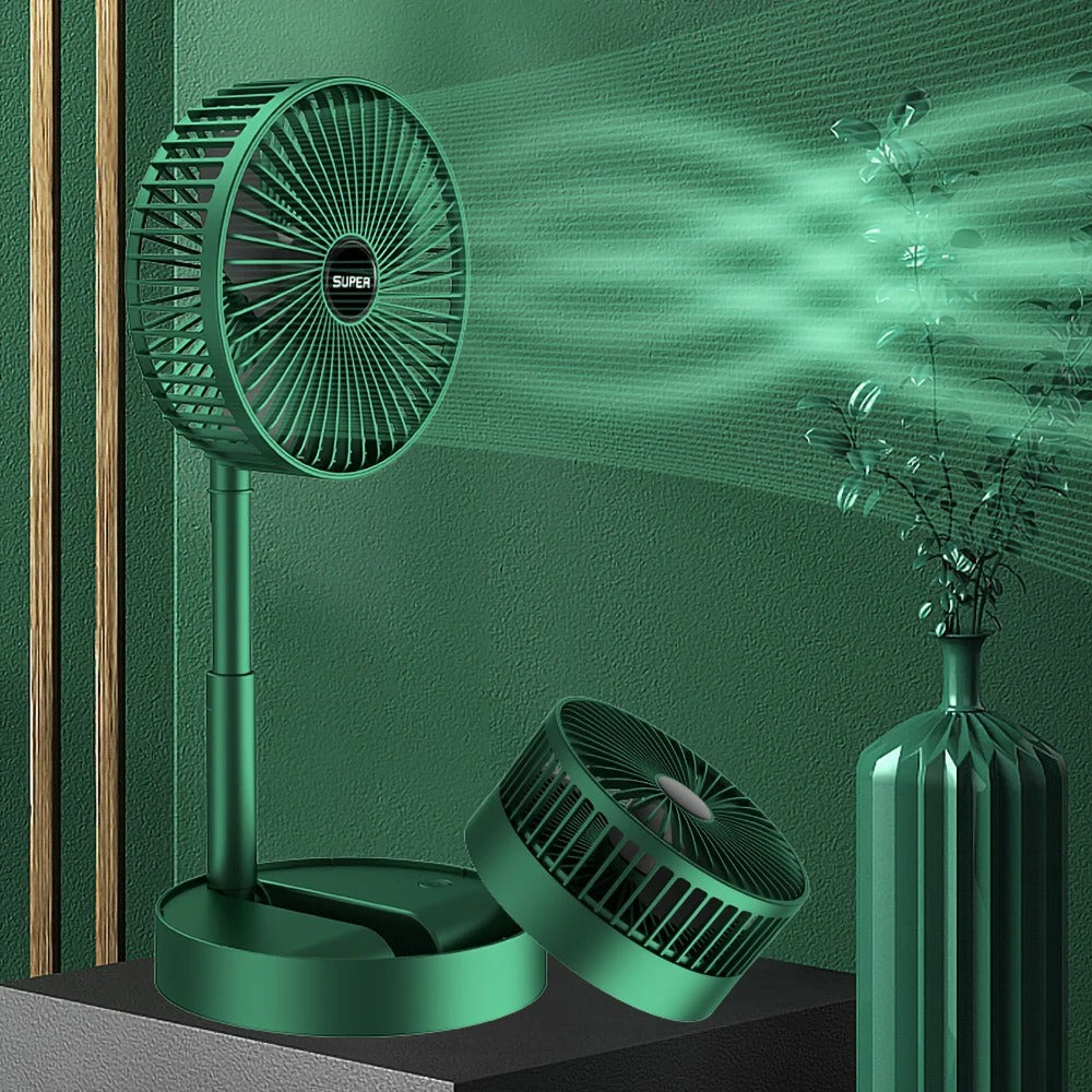 Rechargeable Portable Telescopic Folding Fan | Adjustable Height Desk & Table Fan | 3-Speed Cooling Fan (Random Color)
