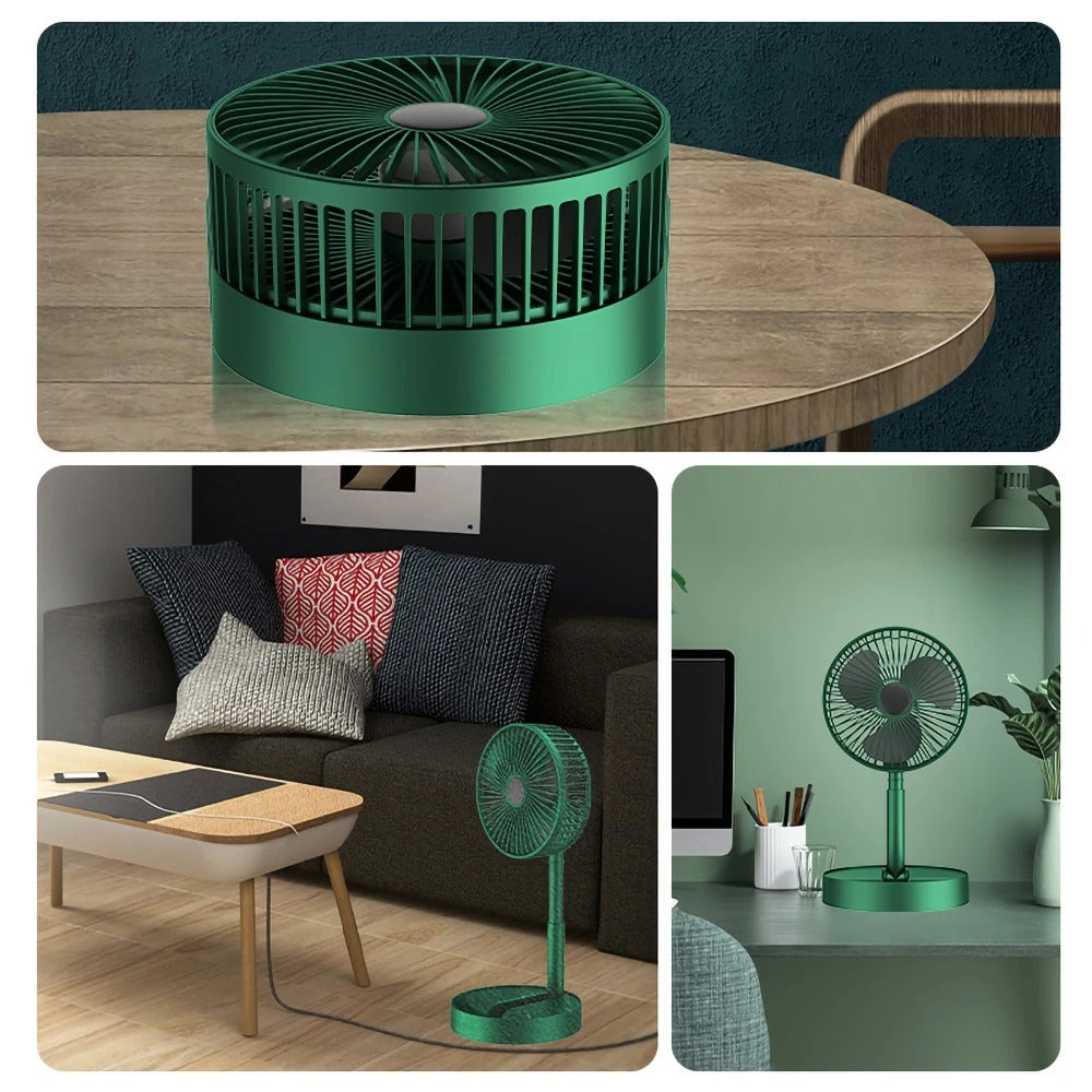 Rechargeable Portable Telescopic Folding Fan | Adjustable Height Desk & Table Fan | 3-Speed Cooling Fan (Random Color)